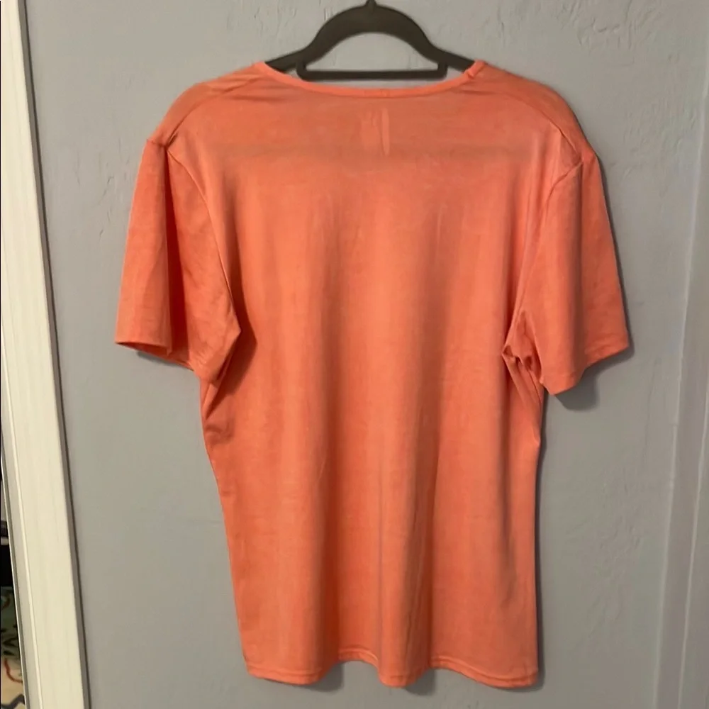 Orange Short Sleeve Tee with Crew Neck - Picture 2 of 5